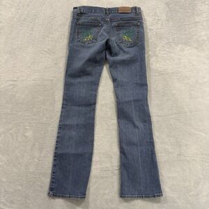 Starz Jeans Women's 1 Blue Denim Wash Floral Embroidered Straight Leg Y2K Vtg